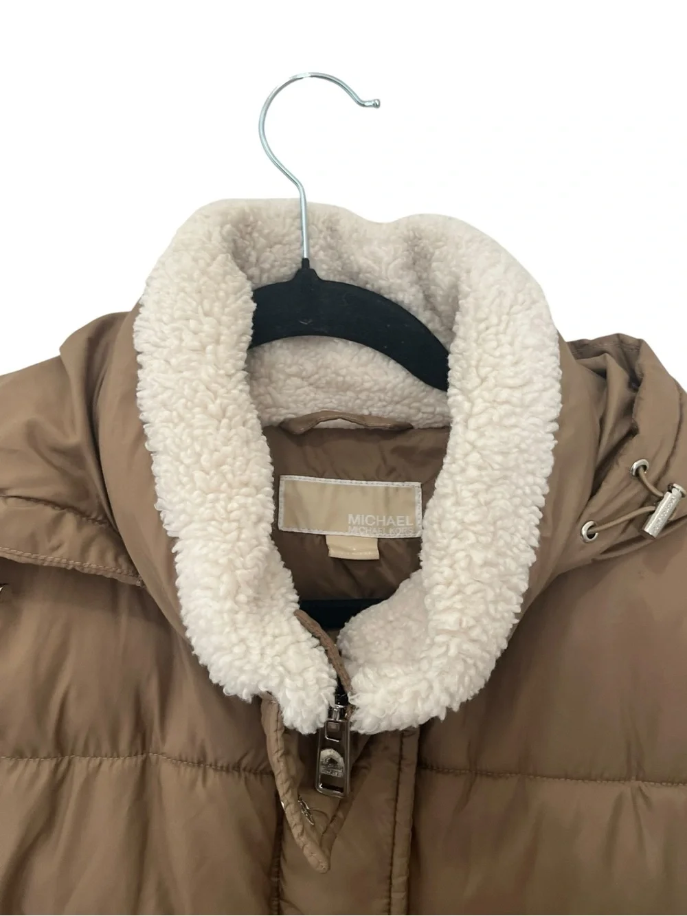Michael Kors Faux Shearling Puffer Jacket with Sherpa Trim Sz XL